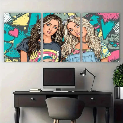 3pcs Die Best Friend BFF Bestie Trendy Perfect Wall Art Set Canvas Framed 40x60cm - High Quality Print 100% Australian Made Wall Canvas Ready to Hang - Bella Home Decor