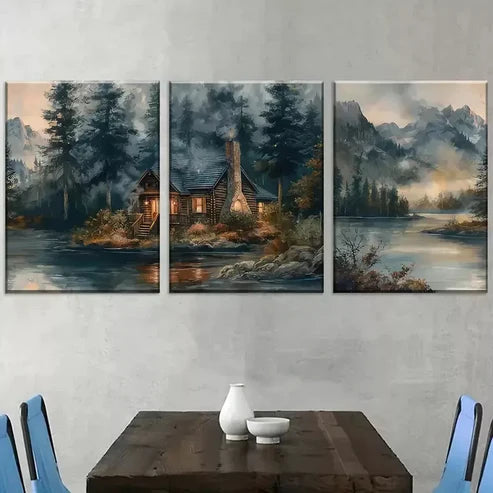 3pcs Modern Forest Mountain Art Set Canvas Unframed - High Quality Print 100% Australian Made Wall Canvas