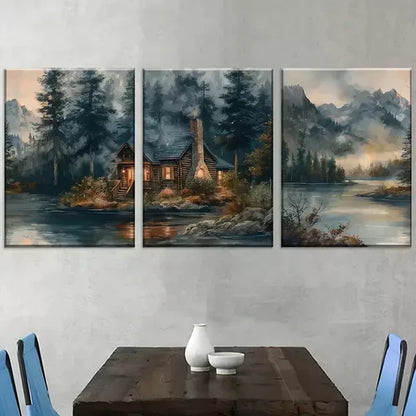 3pcs Modern Forest Mountain Art Set Canvas Unframed - High Quality Print 100% Australian Made Wall Canvas