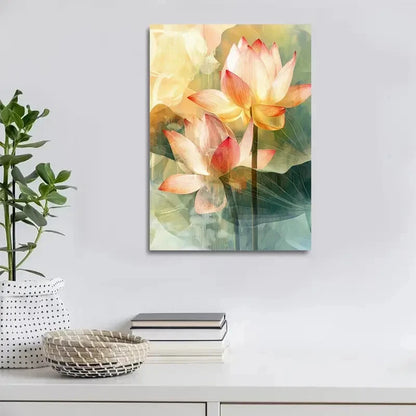 Beautiful Modern Abstract Lotus Flower Painting 40x60cm Metal Print Ready to Hang