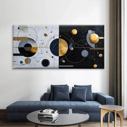 Abstract Planets Wall Art Canvas Office Home Room Framed 120x60cm