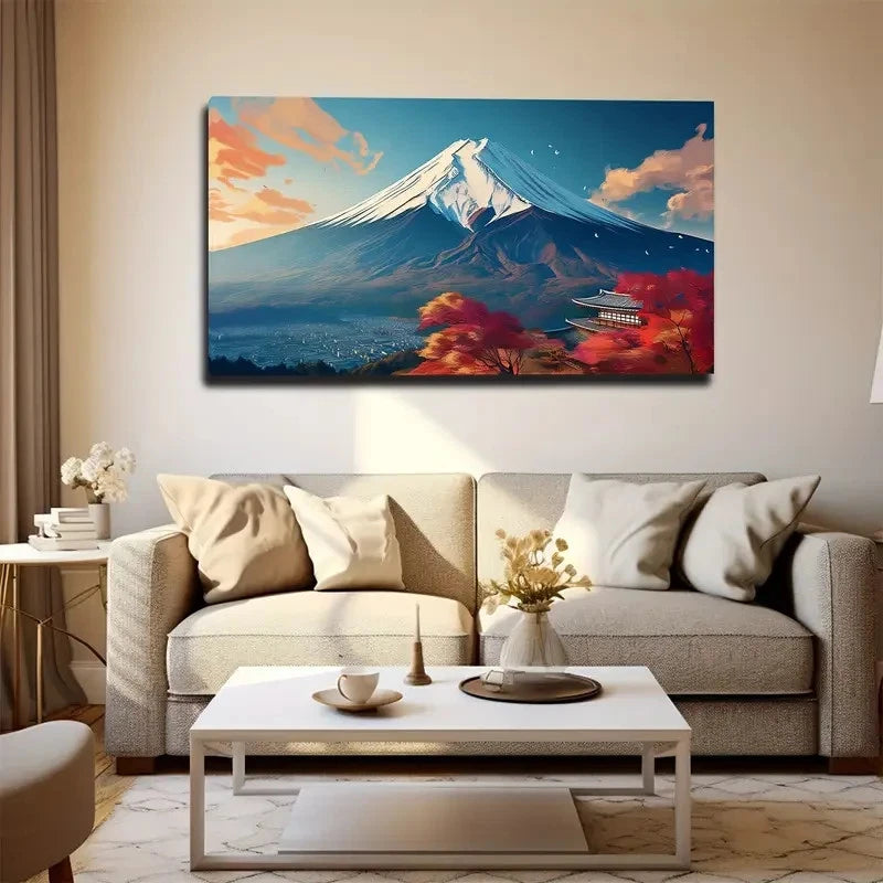 Mount Fuji Majestic Wall Art Canvas Office Home Room Framed 120x60cm