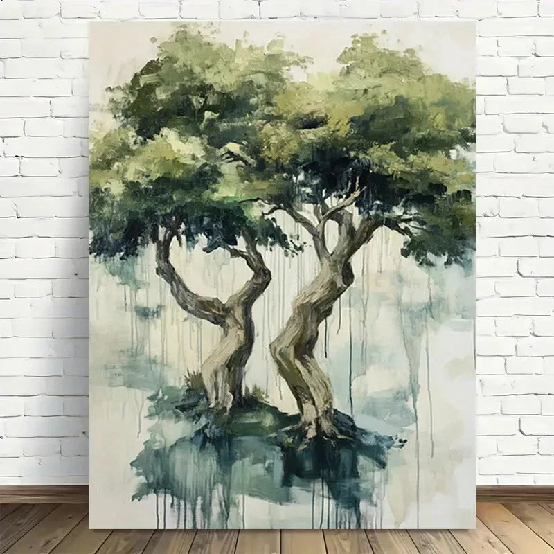 Beautiful Rustic Tree Modern Vintage Painting 40x60cm Metal Print Ready to Hang - Bella Home Decor