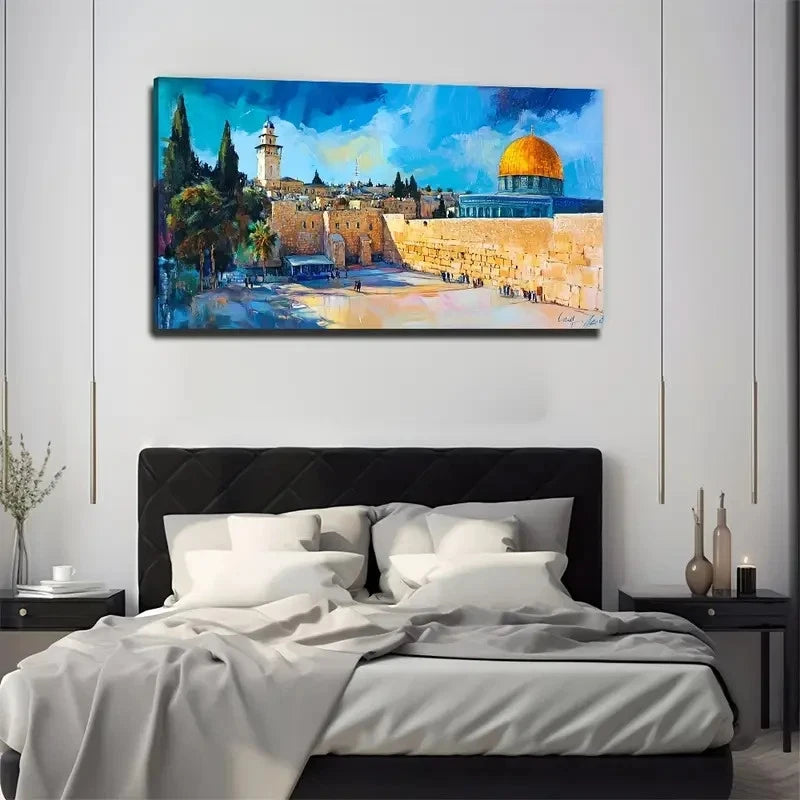 Vibrant Jerusalem Dome Wall Art Canvas Office Home Room Framed 120x60cm