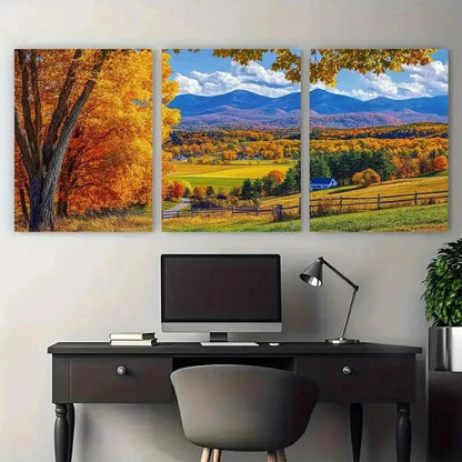 3pcs Vermont State Travel Nature Beauty Perfect Wall Art Set Canvas Framed 50x70cm - High Quality Print 100% Australian Made Wall Canvas Ready to Hang
