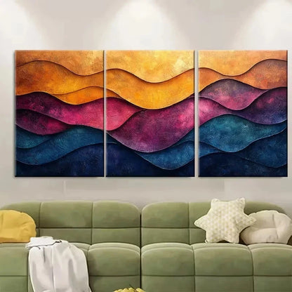 3pcs Vibrant Abstract Textured Wall Art Set Canvas Framed 50x70cm – High Quality Print 100% Australian Made Wall Canvas Ready to Hang