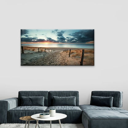 Sunset On The Beach Perfect Wall Art Canvas Office Home Room Framed 120x60cm