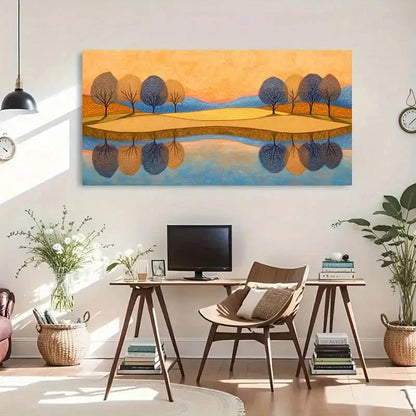 Abstract Trees Geometric Wall Art Canvas Office Home Room Framed 120x60cm