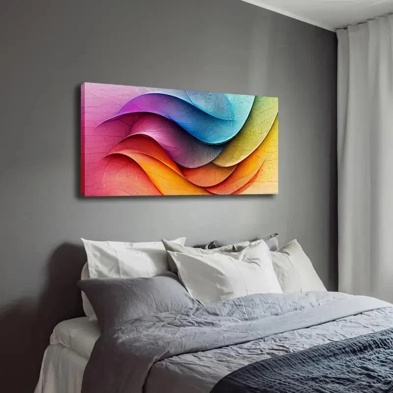Vibrant Abstract Colorful Wave Wall Art Canvas Office Home Room Framed 120x60cm - Bella Home Decor