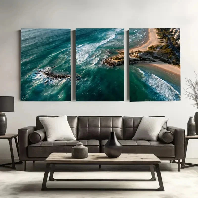 3pcs Australian Golden Coast Surfing Paradise Wall Art Set Canvas Framed 50x70cm - High Quality Print 100% Australian Made Wall Canvas Ready to Hang - Bella Home Decor