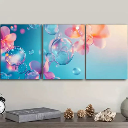 3 PCS Art Deco Modern Bubble Petal Floral Wall Art Set Canvas Unframed - High Quality Print 100% Australian Made Wall Canvas