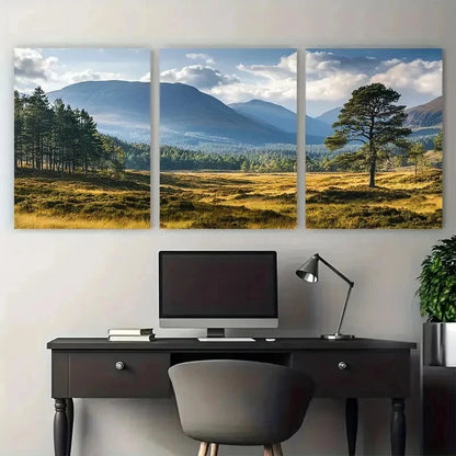 3pcs Scotland Scenic Landscape Perfect Wall Art Set Canvas Framed 50x70cm - High Quality Print 100% Australian Made Wall Canvas Ready to Hang