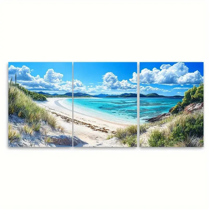 3pcs Whitsunday Art Australian Travel  Wall Art Set Canvas Framed 40x60cm - High Quality Print 100% Australian Made Wall Canvas Ready to Hang
