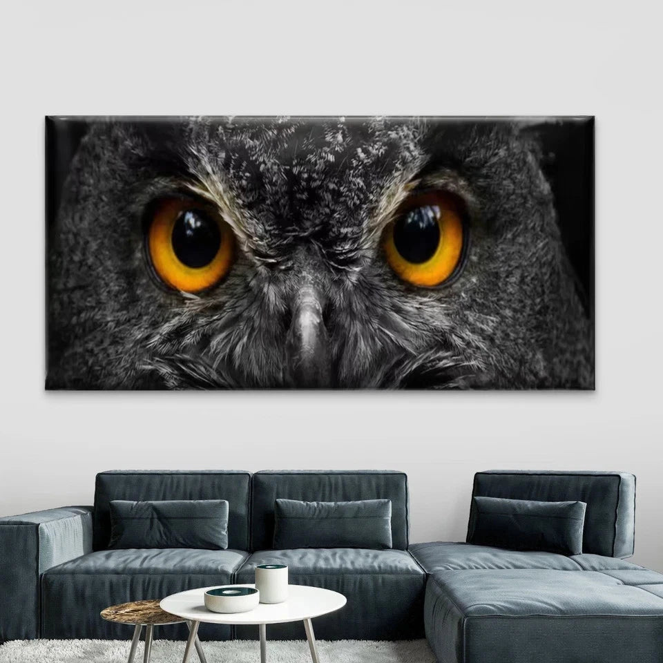 Minimalist & Golden Owl Eyes Wall Art Canvas Office Home Room Framed 120x60cm