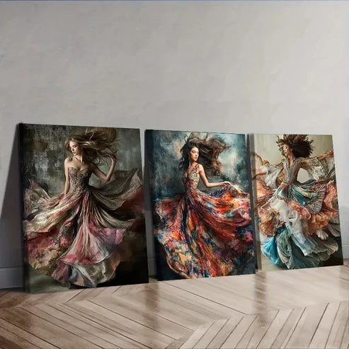 3pcs Women Dance Wall Art Set Canvas Unframed – High Quality Print 100% Australian Made Wall Canvas - Bella Home Decor