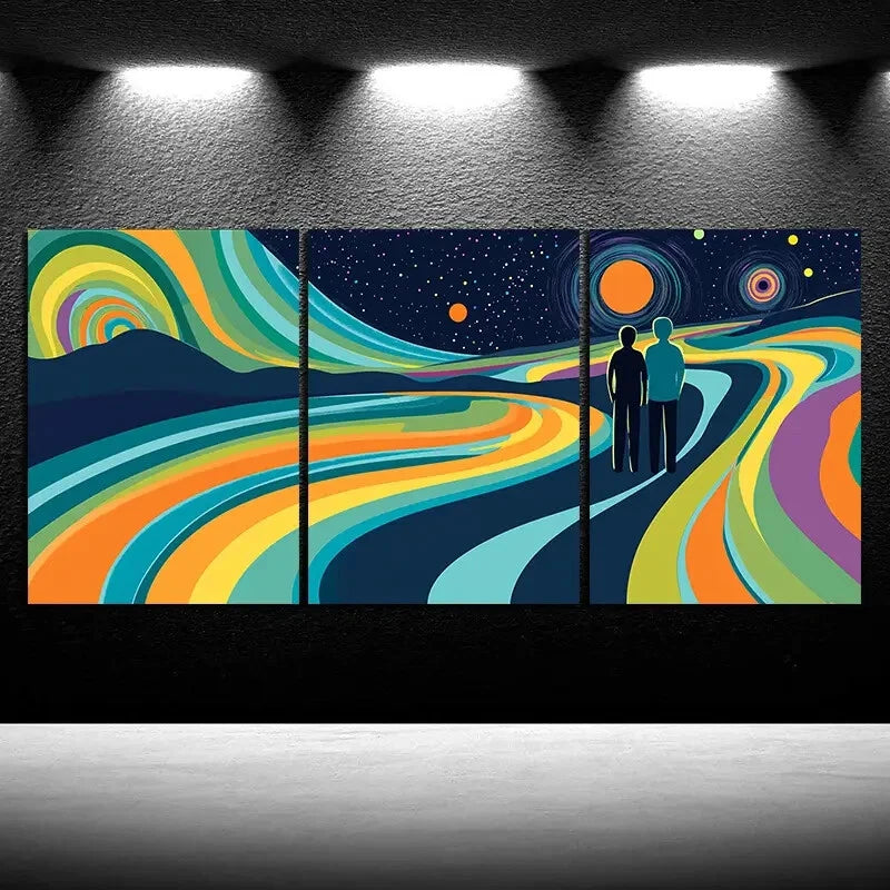 3pcs Beautiful Scenery Blue Green Orange Metal Print Ready to Hang Art - Bella Home Decor