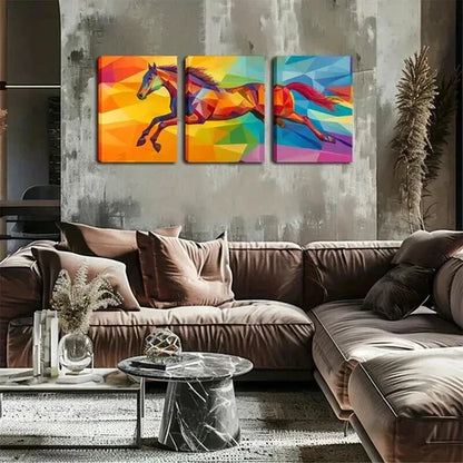 3pcs Horse Geometric Composition Perfect Wall Art Canvas Unframed - High Quality Print 100% Australian Made Wall Canvas