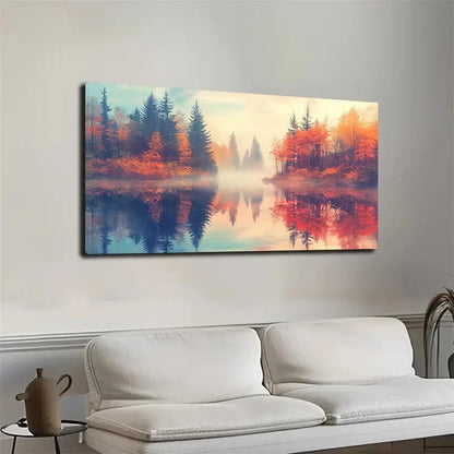 Vibrant Autumn Forest Wall Art canvas office home room framed 120x60cm