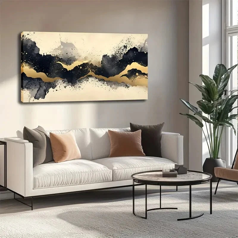 Abstract Watercolor Style Wall Art canvas office home room framed 120x60cm - Bella Home Decor