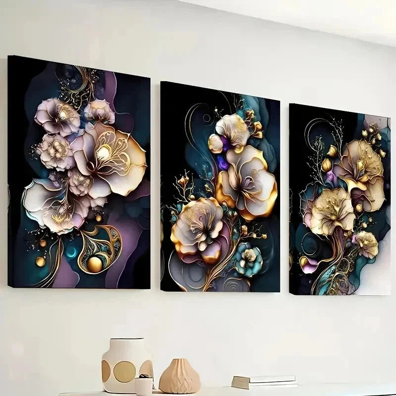 3pcs Abstract Wind Flower Landscape Perfect Wall Art Set Canvas Framed 50x70cm - High Quality Print 100% Australian Made Wall Canvas Ready to Hang - Bella Home Decor