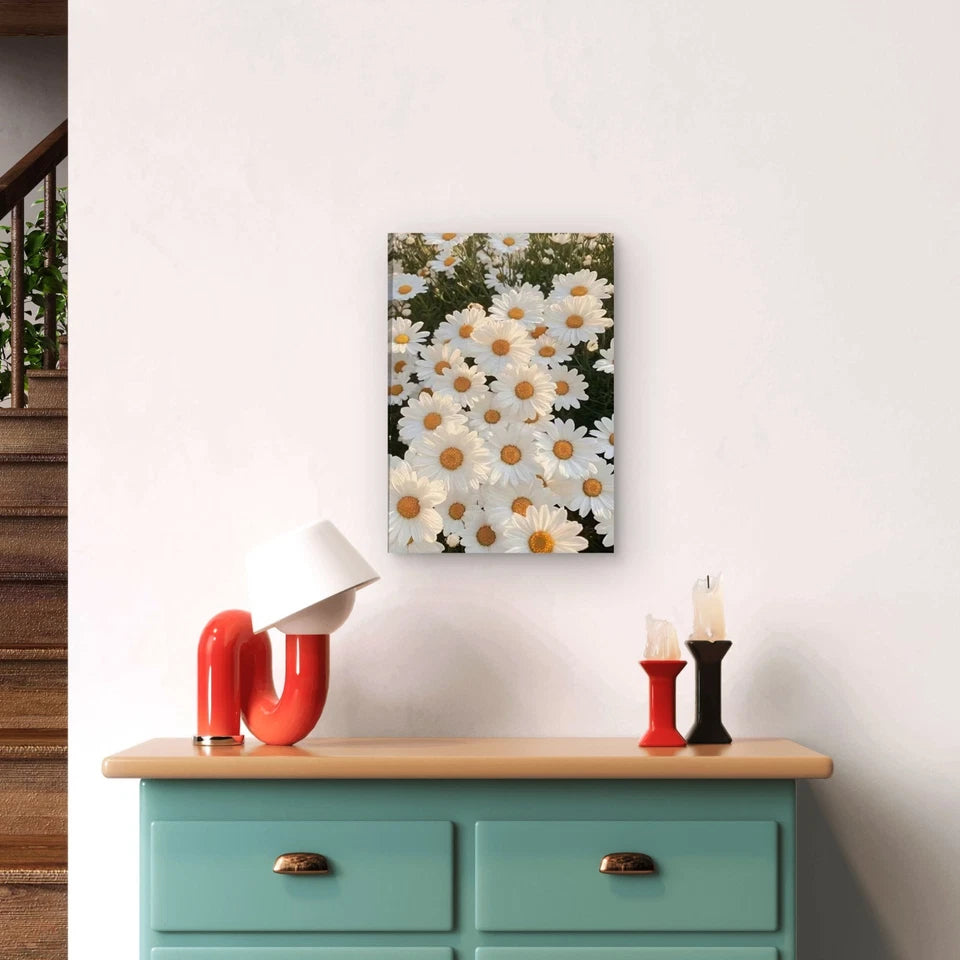 Classic Elegant Daisies & Fields Landscape Metal Print Ready to Hang - Bella Home Decor