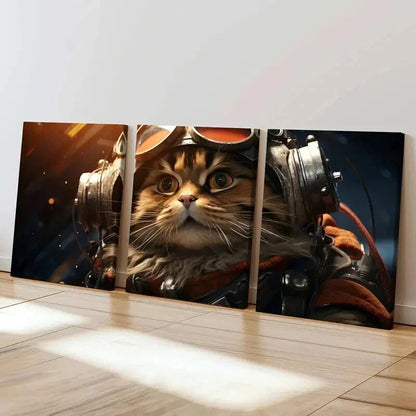 3pcs Fantasy Animal Art Flyer Cat Wall Art Set Canvas Framed 50x70cm - High Quality Print 100% Australian Made Wall Canvas Ready to Hang - Bella Home Decor