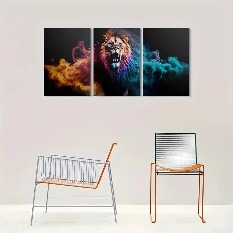 3pcs Abstract Colorful Animal Paintings Metal Print Ready to Hang Art - Bella Home Decor
