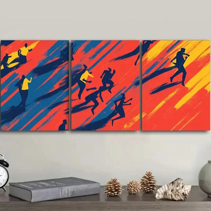 3pcs Abstract Runners Dynamic Motion  Wall Art Set Canvas Framed 50x70cm - High Quality Print 100% Australian Made Wall Canvas Ready to Hang - Bella Home Decor