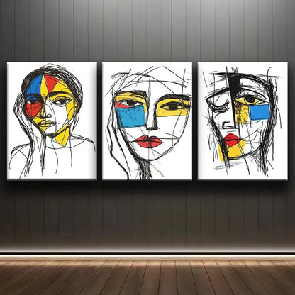 3pcs Elegant Woman Sketch Wall Art Set Canvas Framed 60x90cm - High Quality Print 100% Australian Made Wall Canvas Ready to Hang