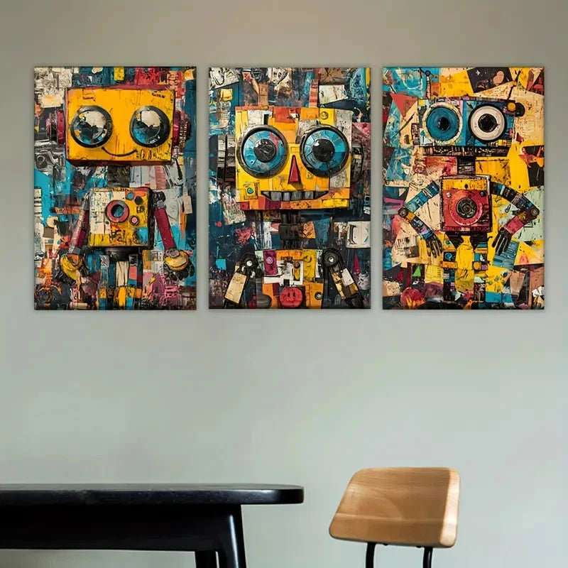 3pcs Adorned with Various Colorful Images Wall Art Set Canvas Framed 40x60cm - High Quality Print 100% Australian Made Wall Canvas Ready to Hang - Bella Home Decor