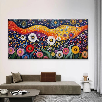 Multicolor Flower Meadow Wall Art Canvas Office Home Room Framed 120x60cm