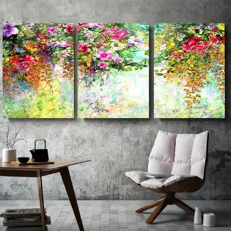 3pcs Colorful Botanical Garden Floral Metal Print Ready to Hang Art - Bella Home Decor