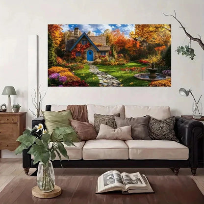 Nature House Autumn Wall Art Canvas Office Home Room Framed 120x60cm