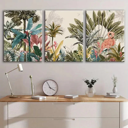 3pcs Beautiful Forest Flowers And Birds Blue Red Wall Art Set Canvas Unframed - High Quality Print 100% Australian Made Wall Canvas - Bella Home Decor