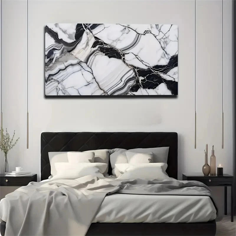 Mysterious Marble Stripes Wall Art Canvas Office Home Room Framed 120x60cm