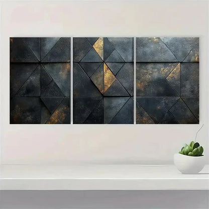 3pcs Black Gray Polygons Abstract Q Wall Art Set Canvas Unframed - High Quality Print 100% Australian Made Wall Canvas