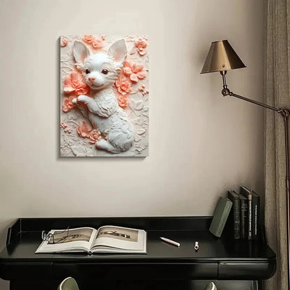 'Jack The Puppy' Heart Blossoms Painting 40x60cm Metal Print Ready to Hang - Bella Home Decor