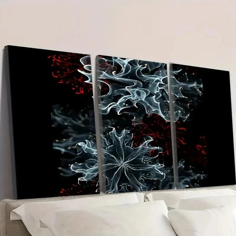 3pcs Abstract Black Red Blue Swirls Wall Art Set Canvas Framed 60x90cm - High Quality Print 100% Australian Made Wall Canvas Ready to Hang - Bella Home Decor