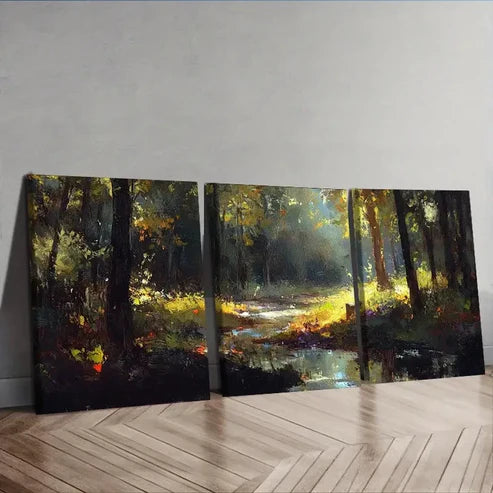 3pcs Forest Scene Wall Art Canvas Unframed - High Quality Print 100% Australian Made Wall Canvas - Bella Home Decor
