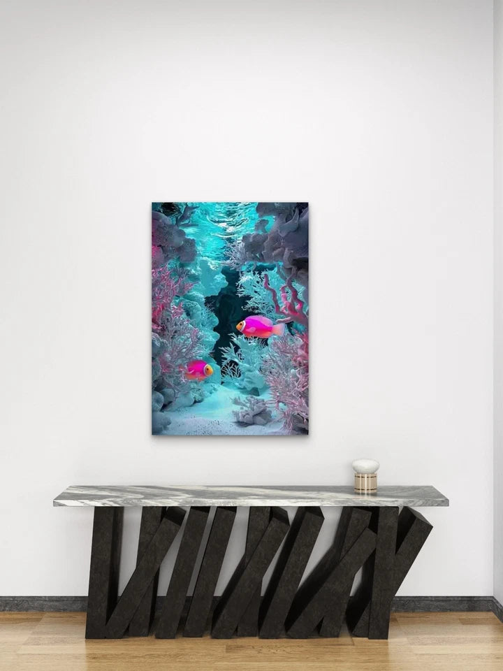 Vibrant Underwater Coral and Fishscape Metal Print Ready to Hang