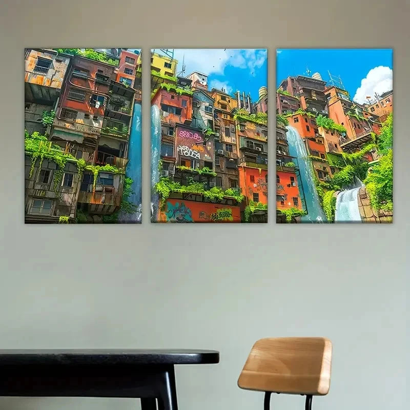 3pcs Concept Art Future City Wall Art Set Canvas Framed 60x90cm - High Quality Print 100% Australian Made Wall Canvas Ready to Hang - Bella Home Decor