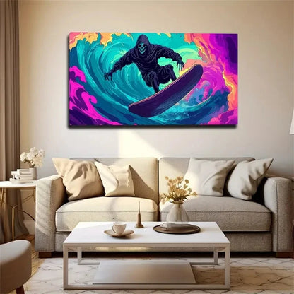 Modern Bohemian Surfing Wall Art Canvas Office Home Room Framed 120x60cm