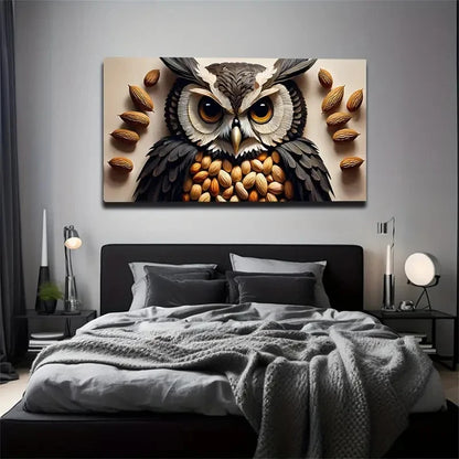 Bohemian Modern Owl Wall Art Canvas Office Home Room Framed 120x60cm
