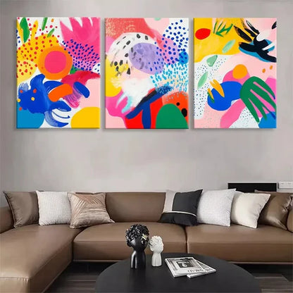 3pcs Three Colorful Abstract Geometric Perfect Art Set Canvas Unframed - High Quality Print 100% Australian Made Wall Canvas