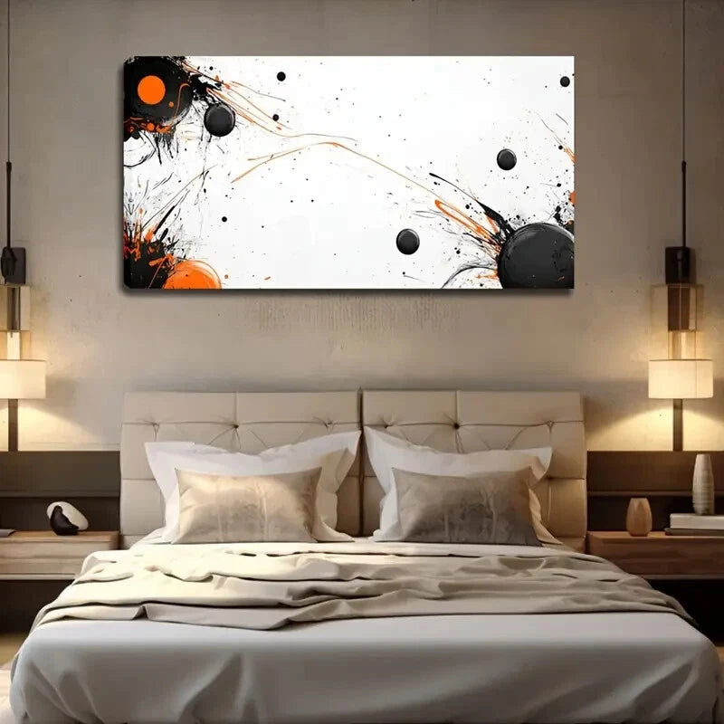 Abstract Splash Design In White Wall Art Canvas Office Home Room Framed 120x60cm - Bella Home Decor