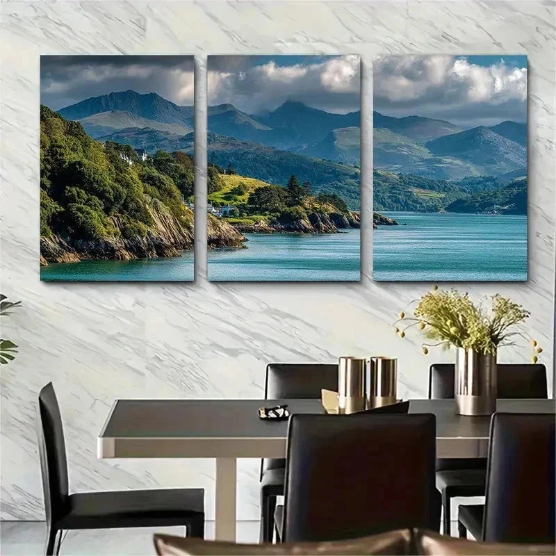 3pcs Anglesey Snowdonia Travel Poster Perfect Wall Art Set Canvas Framed 50x70cm - High Quality Print 100% Australian Made Wall Canvas Ready to Hang - Bella Home Decor