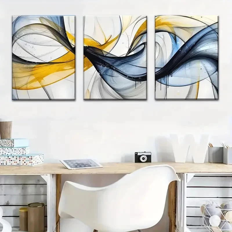 3pcs Abstract Art Design Paintings Metal Print Ready to Hang Art