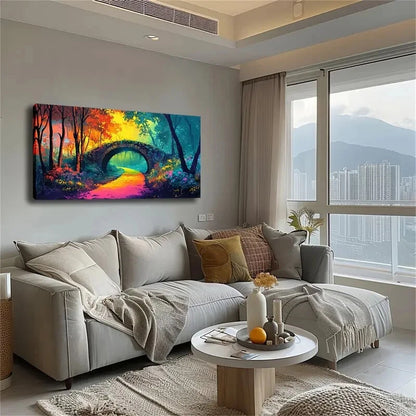 Bridge Spanning The Middle Wall Art Canvas Office Home Room Framed 120x60cm