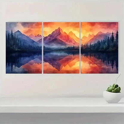 3pcs Mountain Lake Lands Modern Nature  ML    Wall Art Set Canvas Framed 40x60cm - High Quality Print 100% Australian Made Wall Canvas Ready to Hang