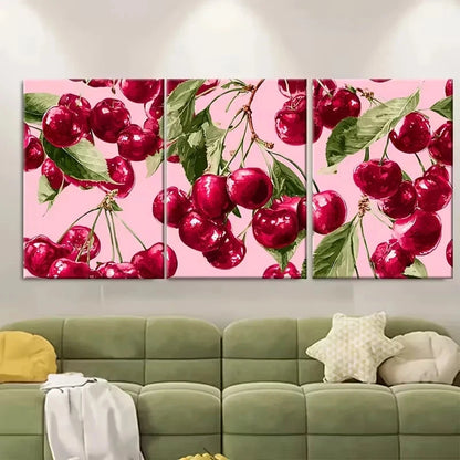 3pcs Disco Ball Cherry Print Wall Art Set Canvas Framed 60x90cm - High Quality Print 100% Australian Made Wall Canvas Ready to Hang